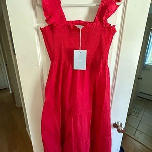 NWT Hill House Ellie Nap dress red poplin, size XL